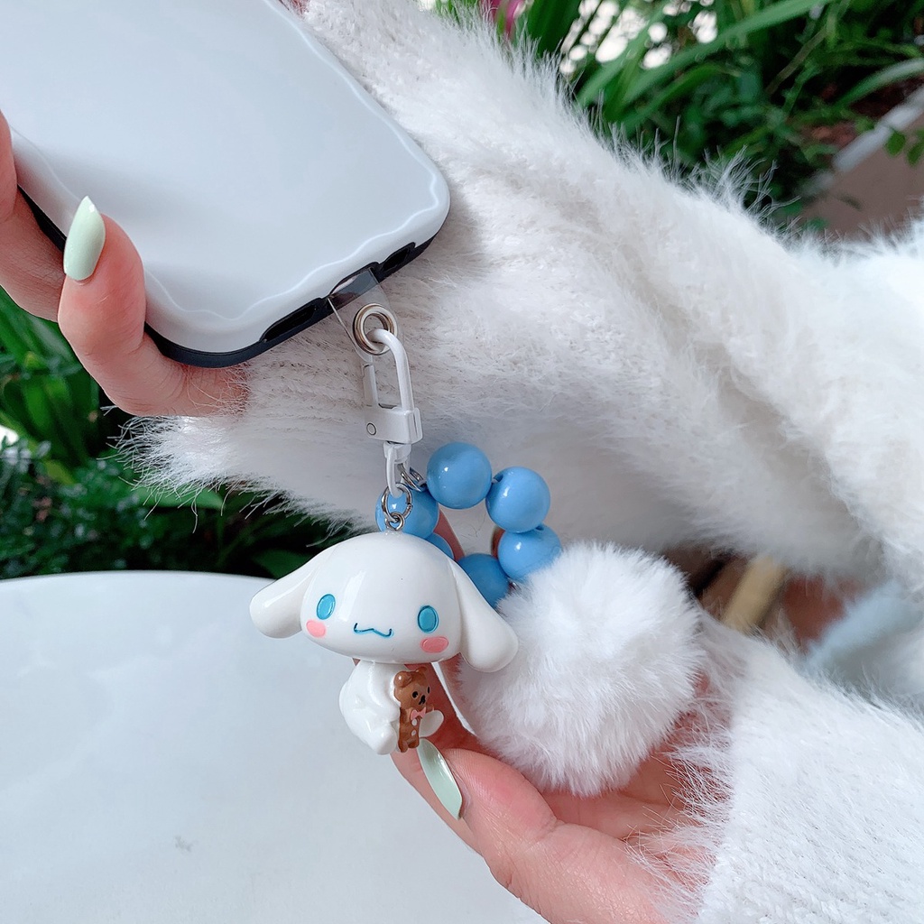 Dây Đeo Điện Thoại / Tai Nghe Bluetooth Chống Thất Lạc Hình Kuromi Melody Cinnamoroll Có Quả Bông Mềm Mại Dễ Thương