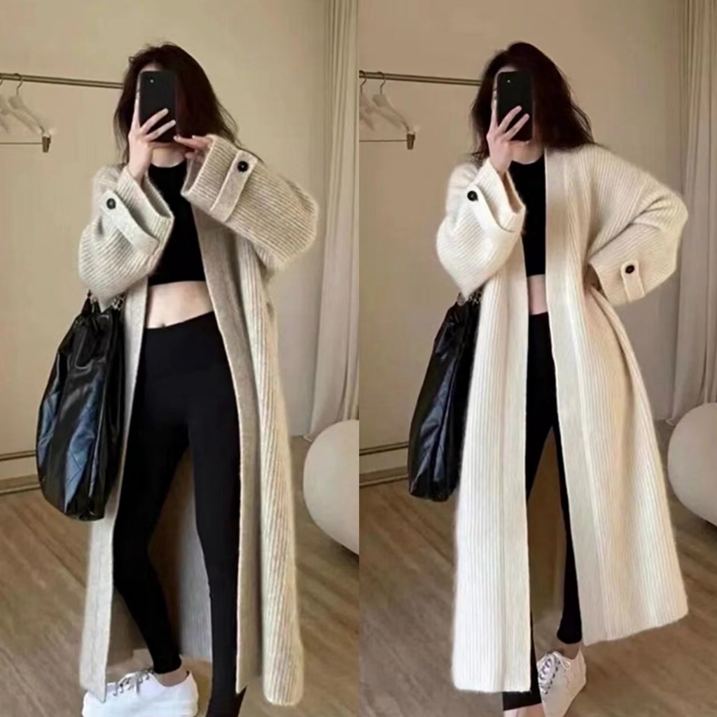 Áo Khoác Cardigan Dệt Kim Dáng Rộng Phong Cách Thời Trang Hàn Quốc