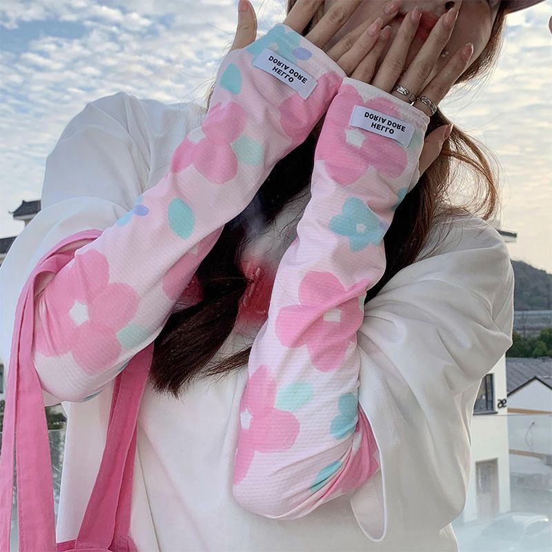 Găng Tay Dài Chống Nắng Thiết Kế Mỏng Họa Tiết Hoạt Hình Đáng Yêu Cho Nữ