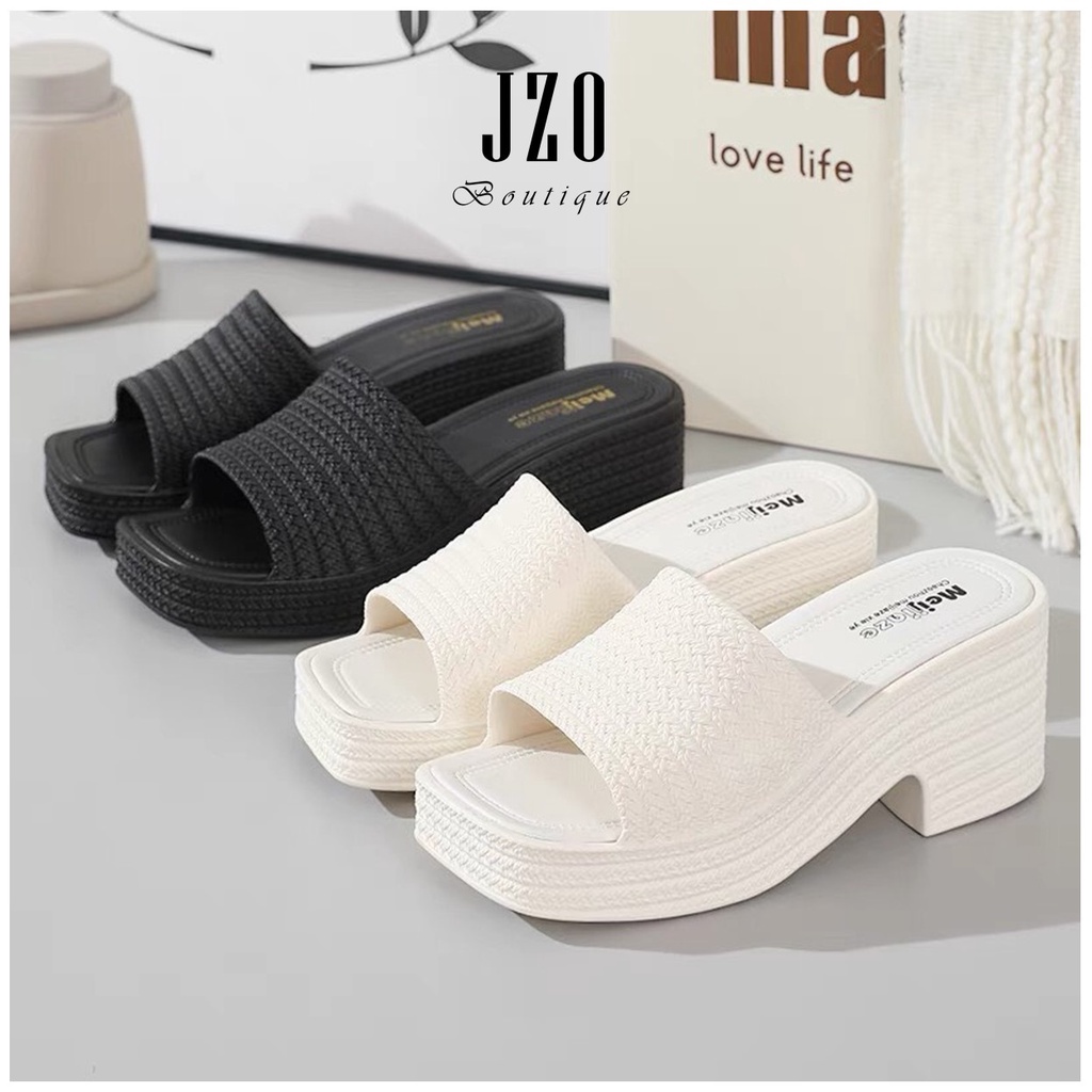 Dép nhựa nữ quai ngang cao gót 5cm Meijiaze GNN302