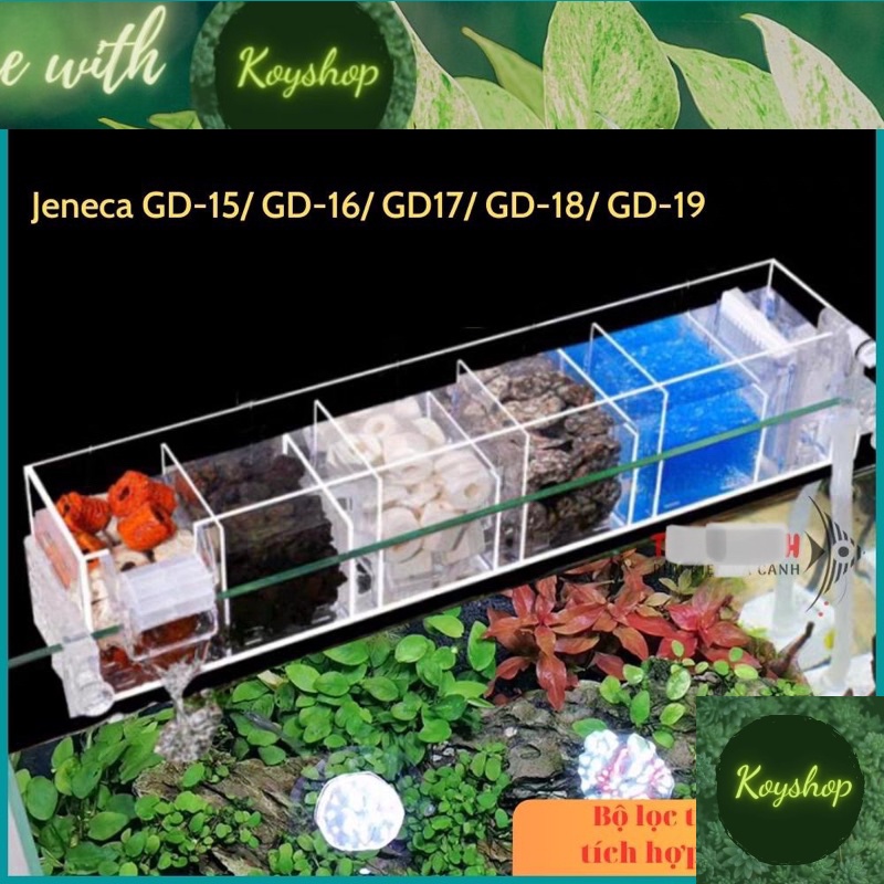 Bộ lọc tràn trên bể cá Jeneca GD-15/ GD-16/ GD-17/ GD-18/ GD-19, Lọc tràn trên tích hợp lọc thác đa chức năng HT2