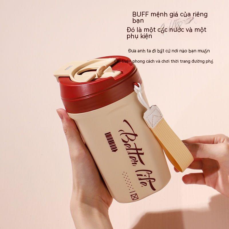 Bình cà phê bằng thép không gỉ 304 có nắp 2023 cốc uống trực tiếp cola cầm tay hai chế độ dành cho nam và nữ