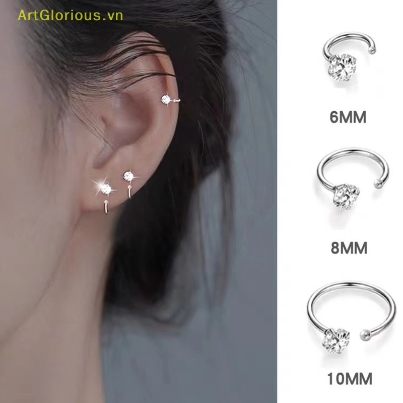 1 Khuyên Tai Tròn Bằng Thép Không Gỉ Đính Đá CZ Thời Trang Cho Nữ