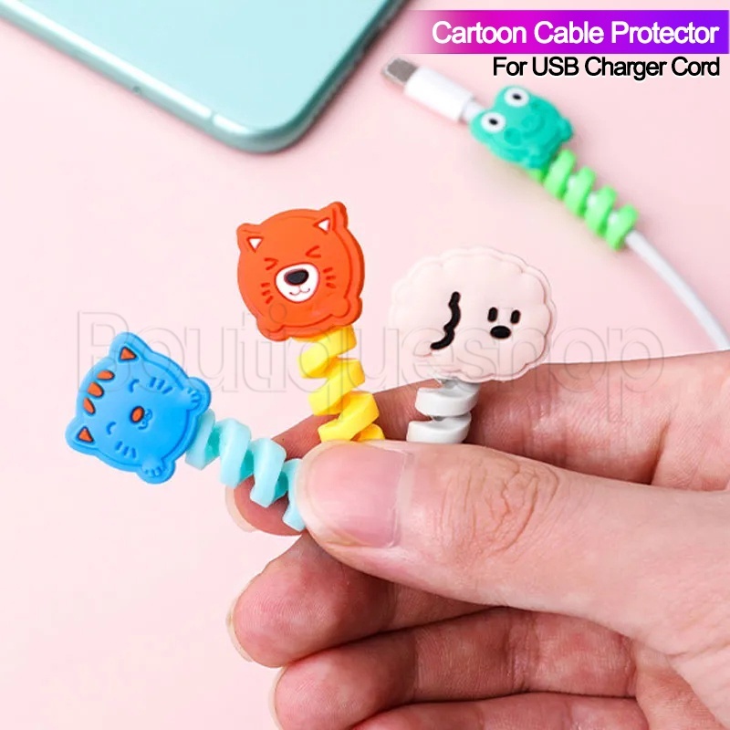 Dụng Cụ Quấn Dây Cáp Bằng Silicon Sắp Xếp Gọn Gàng Cáp Sạc Điện Thoại Di Động Hình Xoắn Ốc Hoạt Hình Bảo Vệ