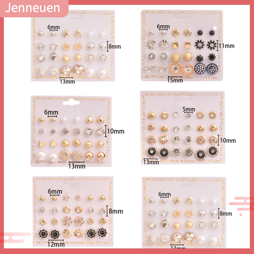 Set 12 Đôi Khuyên Tai Đính Ngọc Trai Nhân Tạo Phong Cách Hàn Quốc