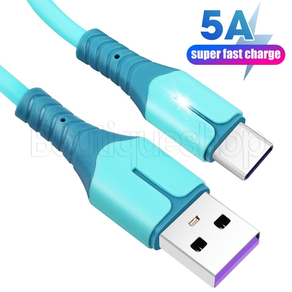 Cáp Sạc Nhanh 5A Type-C Bằng Silicon Nhiều Màu Sắc Có Đèn Báo Cho Điện Thoại Android