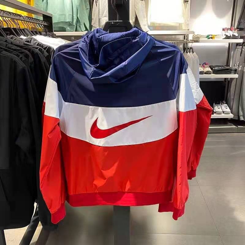 Áo Khoác Thể Thao Nike100% Chính Hãng Dáng Rộng Phối Màu Tương Phản Có Mũ Trùm Cá Tính Cho Nam