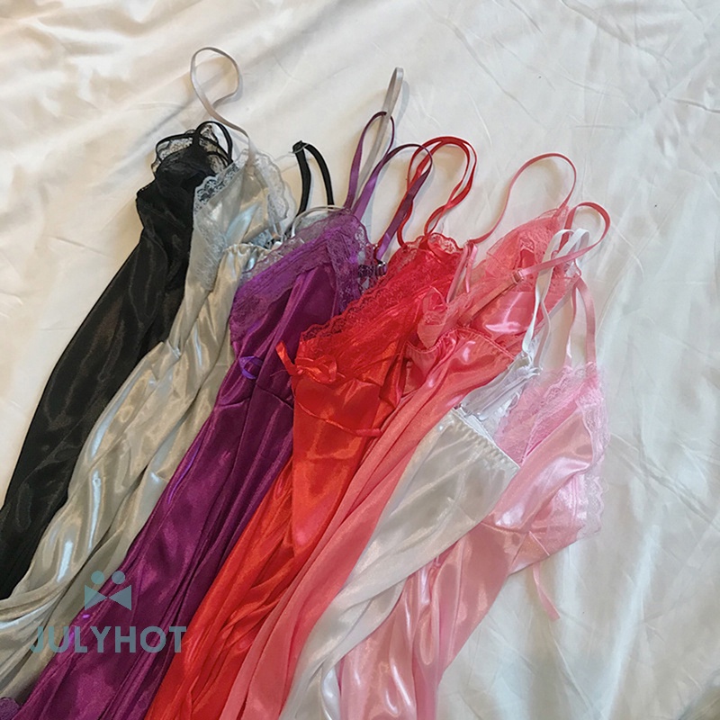 Mát sexy dây đeo nightdress ren áo ngủ phụ nữ ngủ quần áo ngủ satin nhà DRESS VN