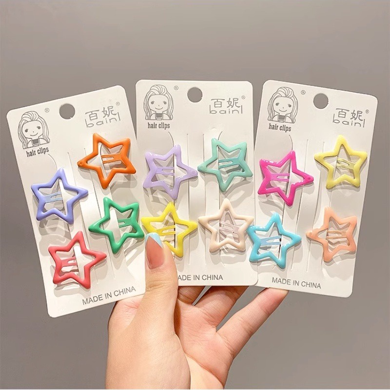 Bộ Kẹp Tóc Hình Ngôi Sao Năm Cánh Màu Kẹo Ngọt Phong Cách Hàn Quốc Dễ Thương Cho Bé Gái