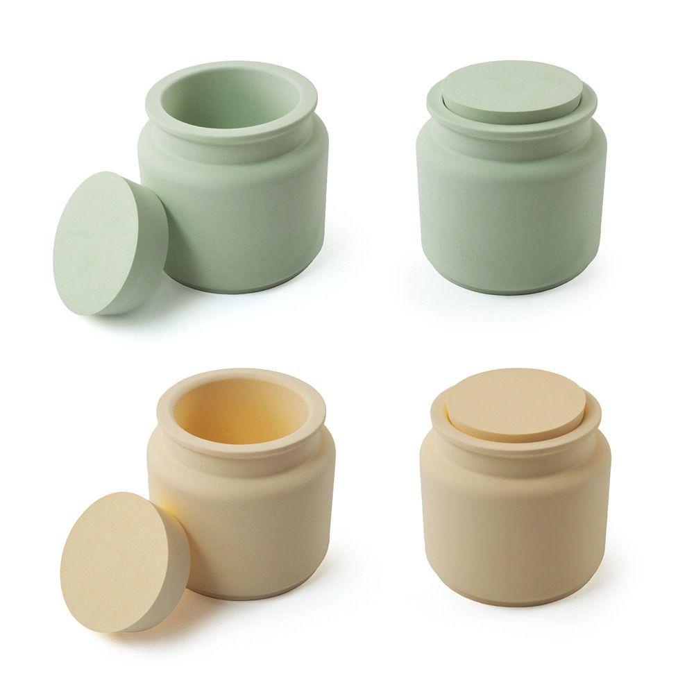 Muvako Khuôn Silicone Làm Hộp Nến Hình Tròn Có Nắp Tiện Dụng DIY