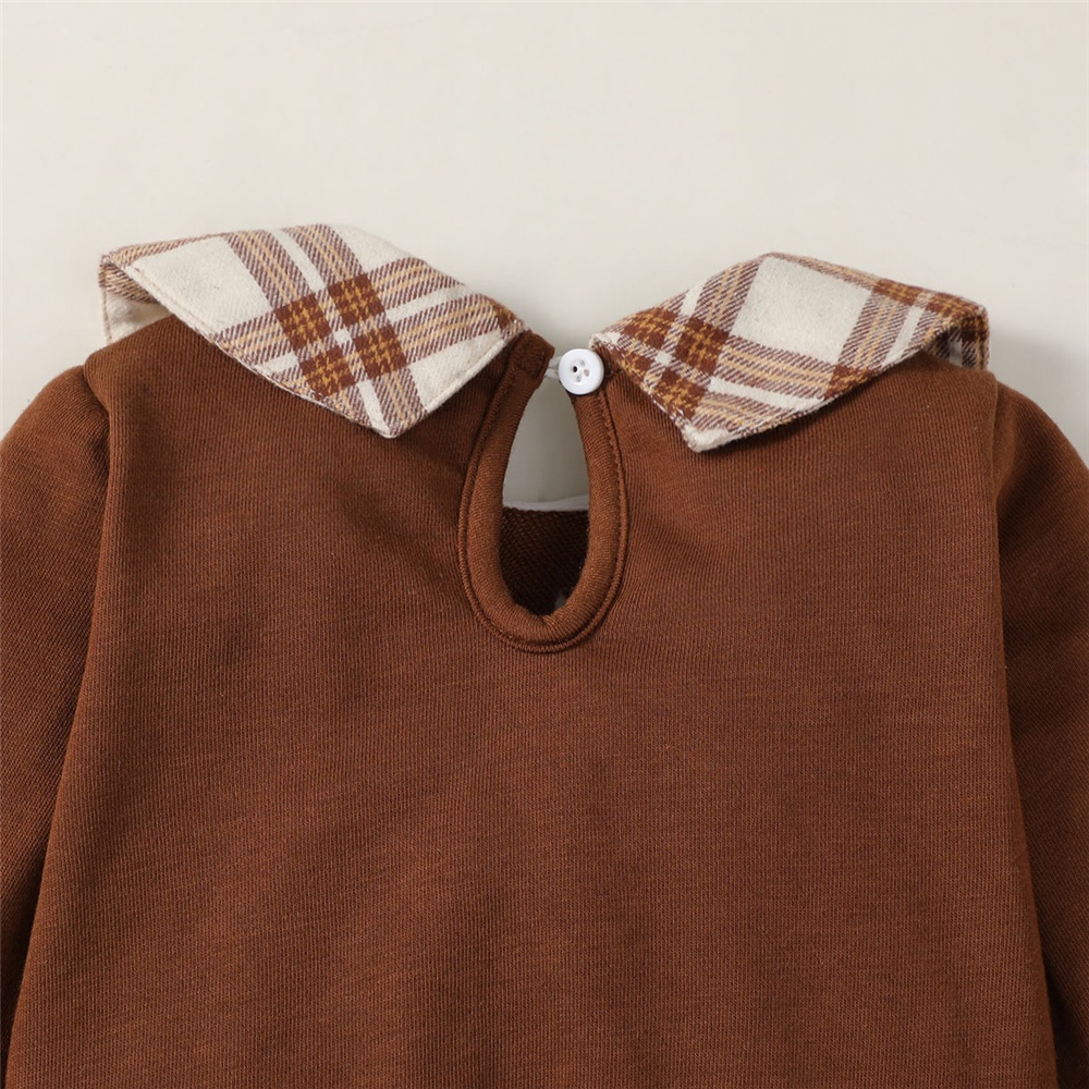 Set Đồ 2 Món Gồm Áo Tay Dài Cổ Peter Pan Kẻ Sọc Caro + Váy Đáng Yêu Mùa Thu Cho Bé Gái 1-6 Tuổi