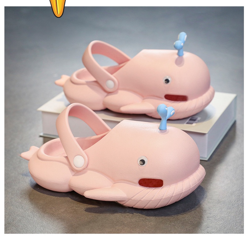 Chống trượt chống bẩn tăng chiều cao Sandals phim hoạt hình dễ thương cá voi in mùa hè thời trang mới