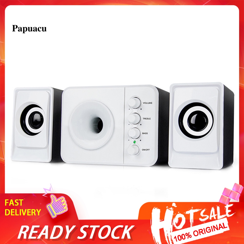 Loa Papuacu USB 21 Subwoofer Với Giắc Cắm 35mm Dành Cho Máy Tính / Laptop / Điện Thoại