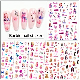 Sticker Dán Móng Hình Búp Bê Barbie Dễ Thương