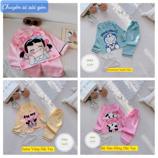 Sale bộ pijama lụa satin in hình chú gấu xinh xắn size 10-20kg
