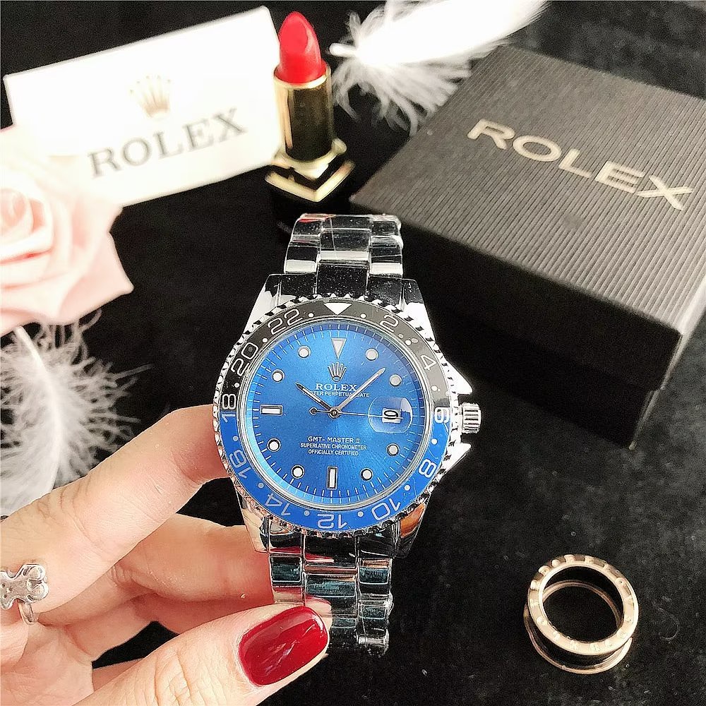 Đồng Hồ Rolex Mặt Tròn Đính Kim Cương Dây Da Thép Không Gỉ Thời Trang Cho Cặp Đôi