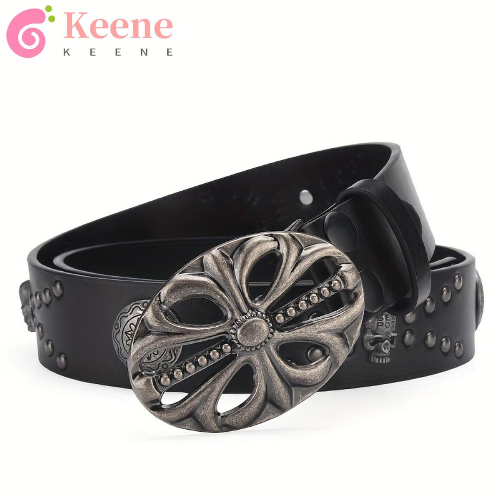 Thắt Lưng Da Hình Đầu Lâu Đính Đinh Tán Phong Cách Punk Bohemian Thời Trang Y2K