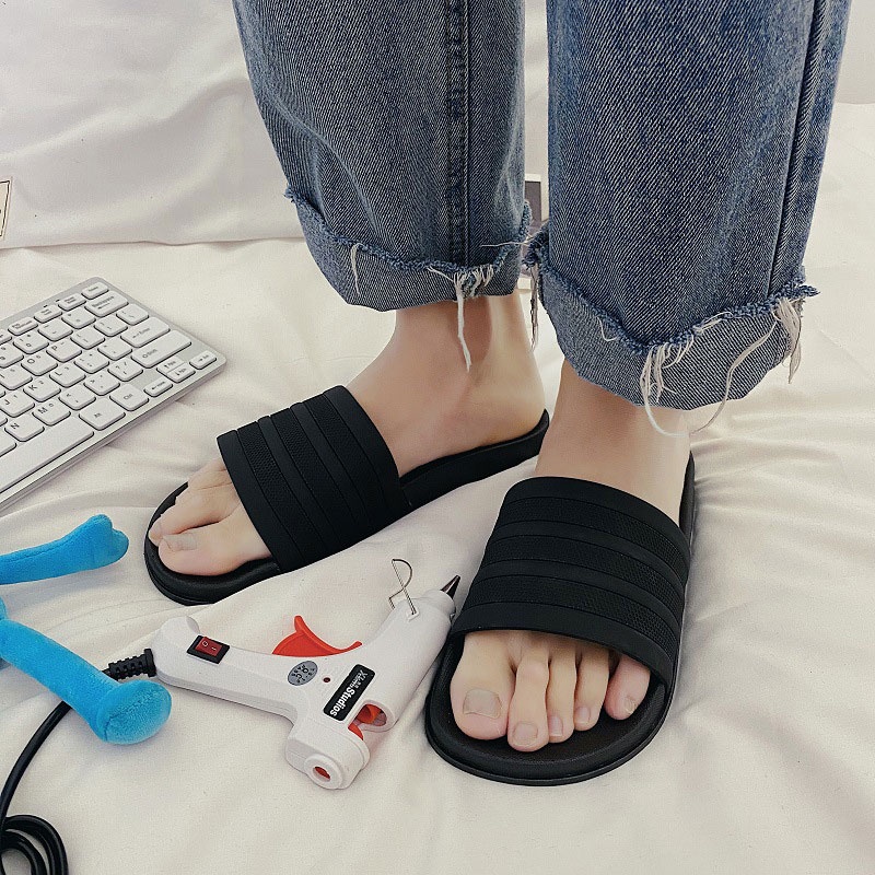 SHANMUSENLIN☘Dép Sandal Ba Sọc Phong Cách Hàn Quốc Đơn Giản Đi Biển Dành Cho Nam Sinh