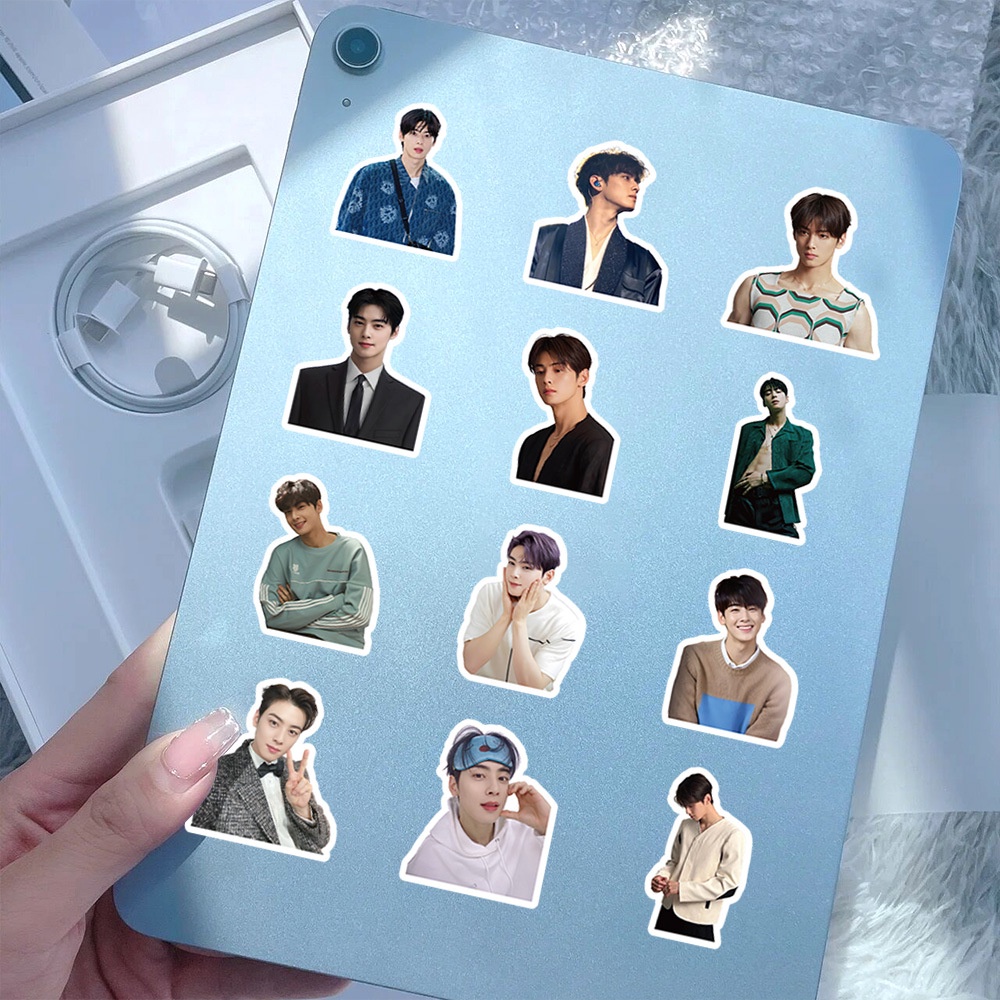 Bộ 60 Hình Dán Graffiti Kpop Cha EunWoo Trang Trí Điện Thoại / Laptop / Sổ Tay Ghi Âm Quà Tặng Cho Trẻ Em