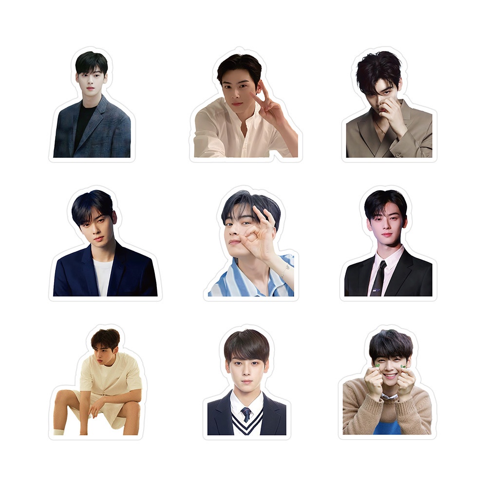 Bộ 60 Hình Dán Graffiti Kpop Cha EunWoo Trang Trí Điện Thoại / Laptop / Sổ Tay Ghi Âm Quà Tặng Cho Trẻ Em