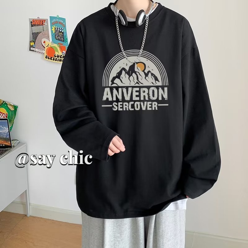 Áo Sweater Cổ Tròn Dáng Rộng In Họa Tiết Kiểu Đường Phố Mỹ Thời Trang Cho Nam