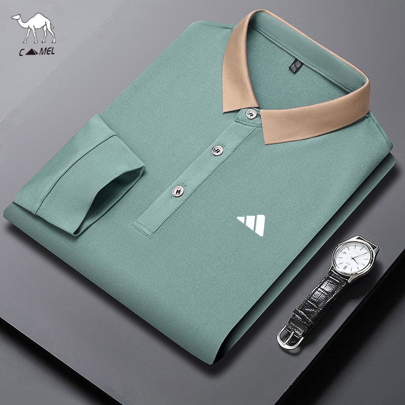 Áo polo Dài Tay Chất Liệu Cotton Thiết Kế Mới Năng Động Thời Trang Dành Cho Nam