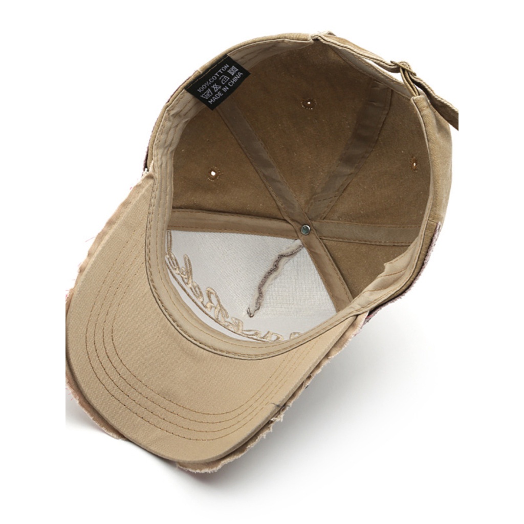 Mũ Lưỡi Trai Denim Thêu Chữ Phong Cách Vintage