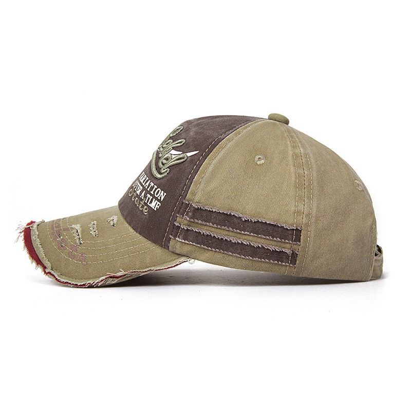 Mũ Lưỡi Trai Denim Thêu Chữ Phong Cách Vintage