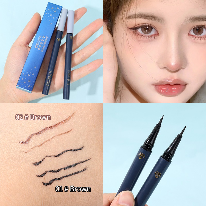 Long-lasting smooth liquid eyeliner pencil / waterproof quick drying non-smudge easy to color black eye liner pen mỹ phẩm trang điểm