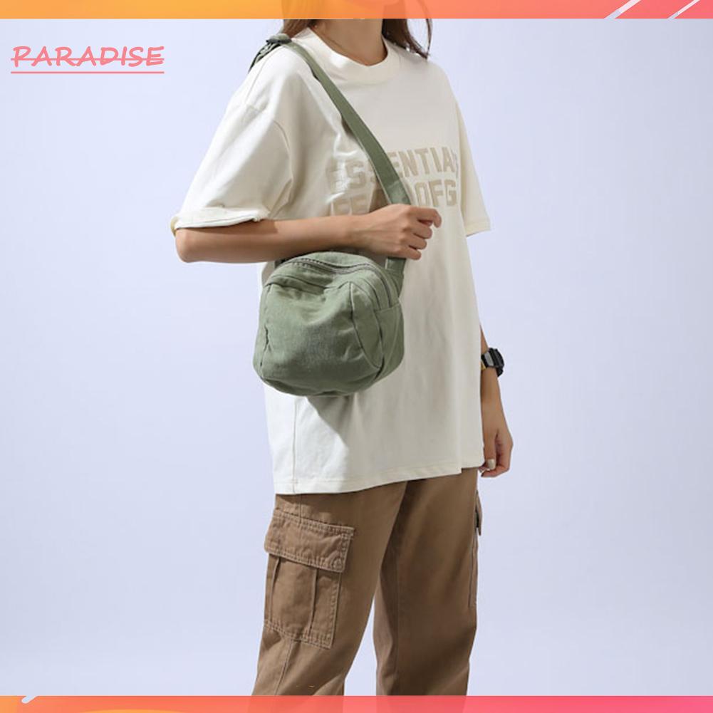 Túi Đeo Chéo Canvas 1.vn Có Dây Khóa Kéo Tùy Chỉnh Màu Trơn Thời Trang Unisex