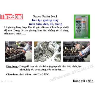 Keo silicon dán gioăng máy Threebond, keo xám tạo gioăng