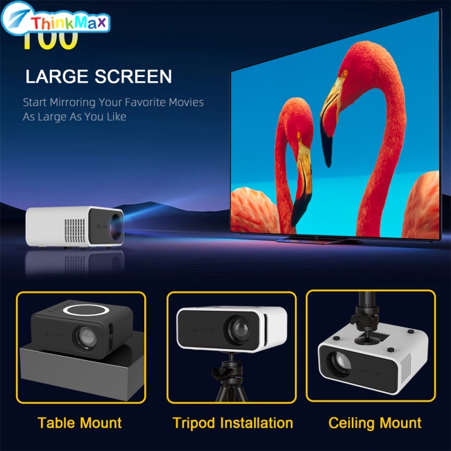 Máy ChiếU Mini YT300 Full HD KíCh ThướC 16-100 Inch Cho ĐiệN ThoạI