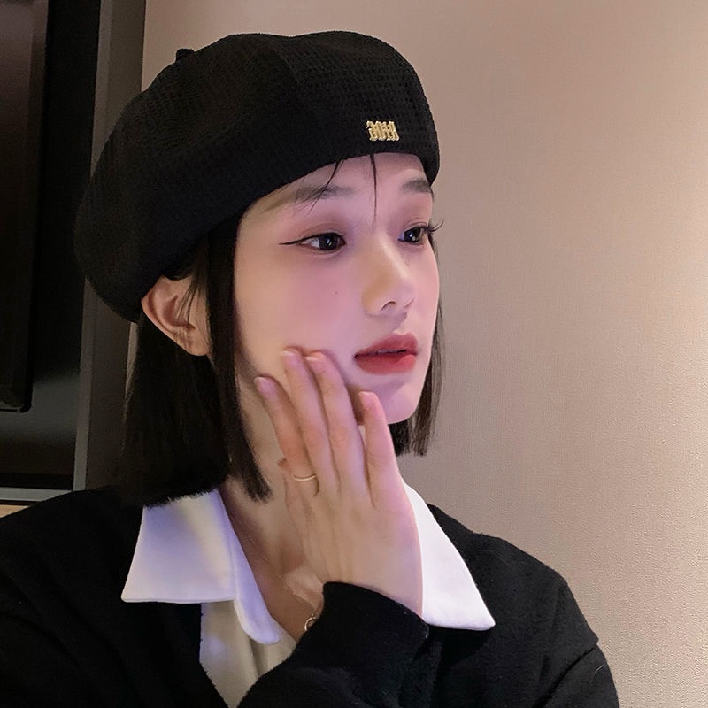 Mũ Beret Đính Nhãn Kim Loại Đa Năng Thời Trang Và Đa Năng