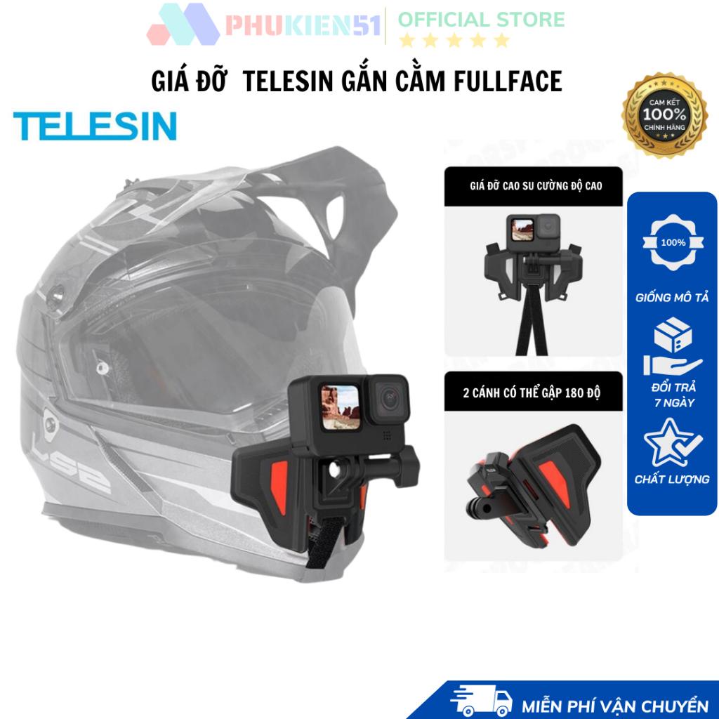 Mount gắn cằm Telesin cho GoPro lên nón Fullface cao su dẻo chắc chắn- Hàng Chính Hãng