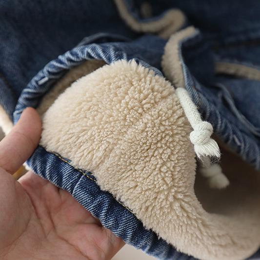 Vest trẻ em cừu sang trọng dày denim ấm áp