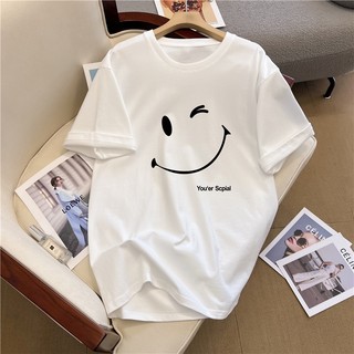 Áo thun FASHMILY 100% cotton dáng rộng tay ngắn phong cách Hàn Quốc thời trang dành cho nữ
