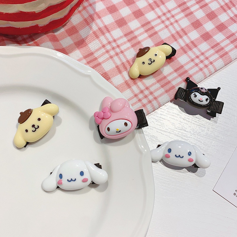 SANRIO Thời Trang Kẹp Tóc Mỏ Vịt Bằng Kim Loại Họa Tiết Hoạt Hình Đơn Giản