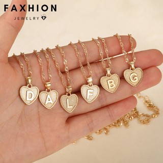 Faxhion Thời Trang Trái Tim Chữ Mặt Dây Chuyền Vòng Cổ A-Z Vàng Dây Chuyền Nữ Choker Phụ Kiện Trang Sức