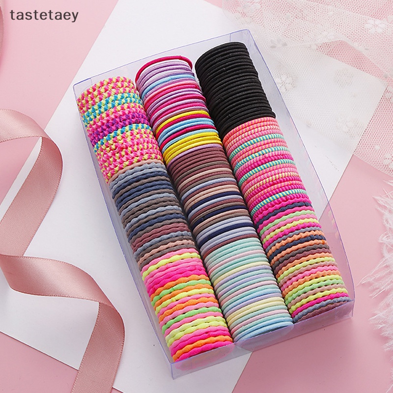 Ngon 50 cái kẹo màu mũ trùm đầu mini dây buộc tóc đàn hồi cao scrunchie dây cao su dễ thương cho bé gái trẻ em thời trang phụ kiện tóc en