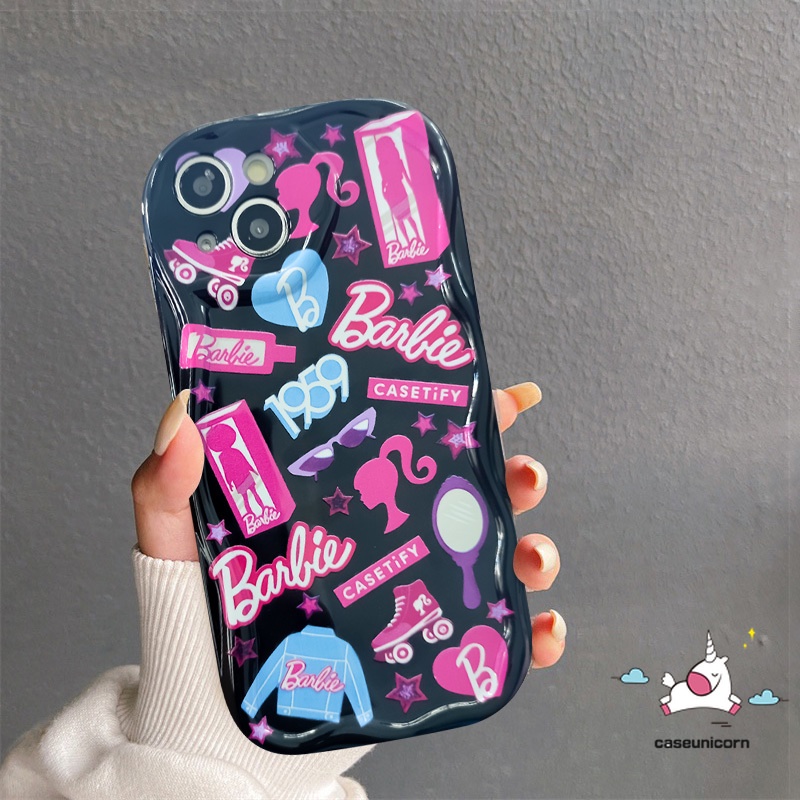 Phim hoạt hình thời trang barbie english letters label stickers case tương thích cho iphone xr 7 6 8 6s plus 14 13 11 12 pro max x xs max se 2020 ốp lưng tpu mềm 3d gợn sóng chống va đập