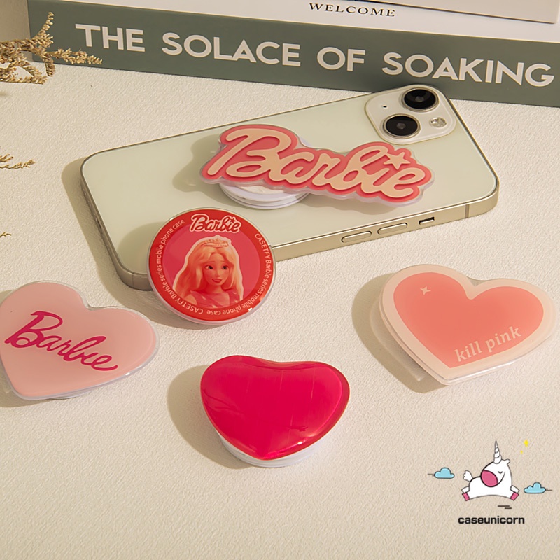 Ins fashion pretty barbie giá đỡ điện thoại đứng gấp ngón tay tay cầm điện thoại phim hoạt hình dễ thương trái tim tình yêu giá đỡ có thể mở rộng