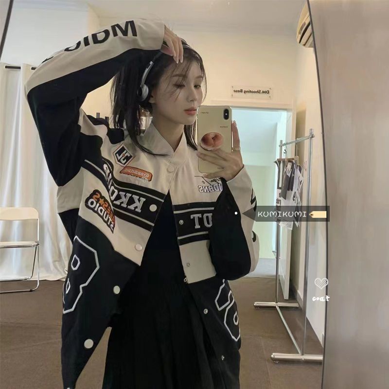 Áo Khoác Bóng Chày Phong Cách harajuku Mỹ Thiết Kế Mới 2023 y2k Có Thể Tháo Rời