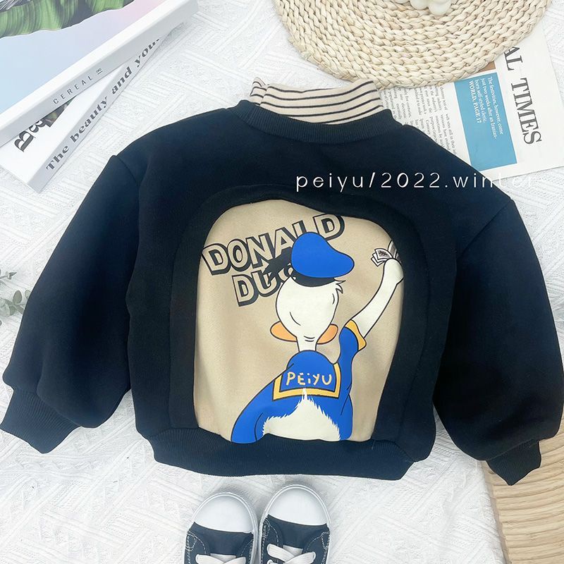 Boy's hoody fleece-lót dày quần áo mùa đông trẻ em mới cao cổ trẻ em mùa đông trẻ em hàn quốc-phong cách mùa đông
