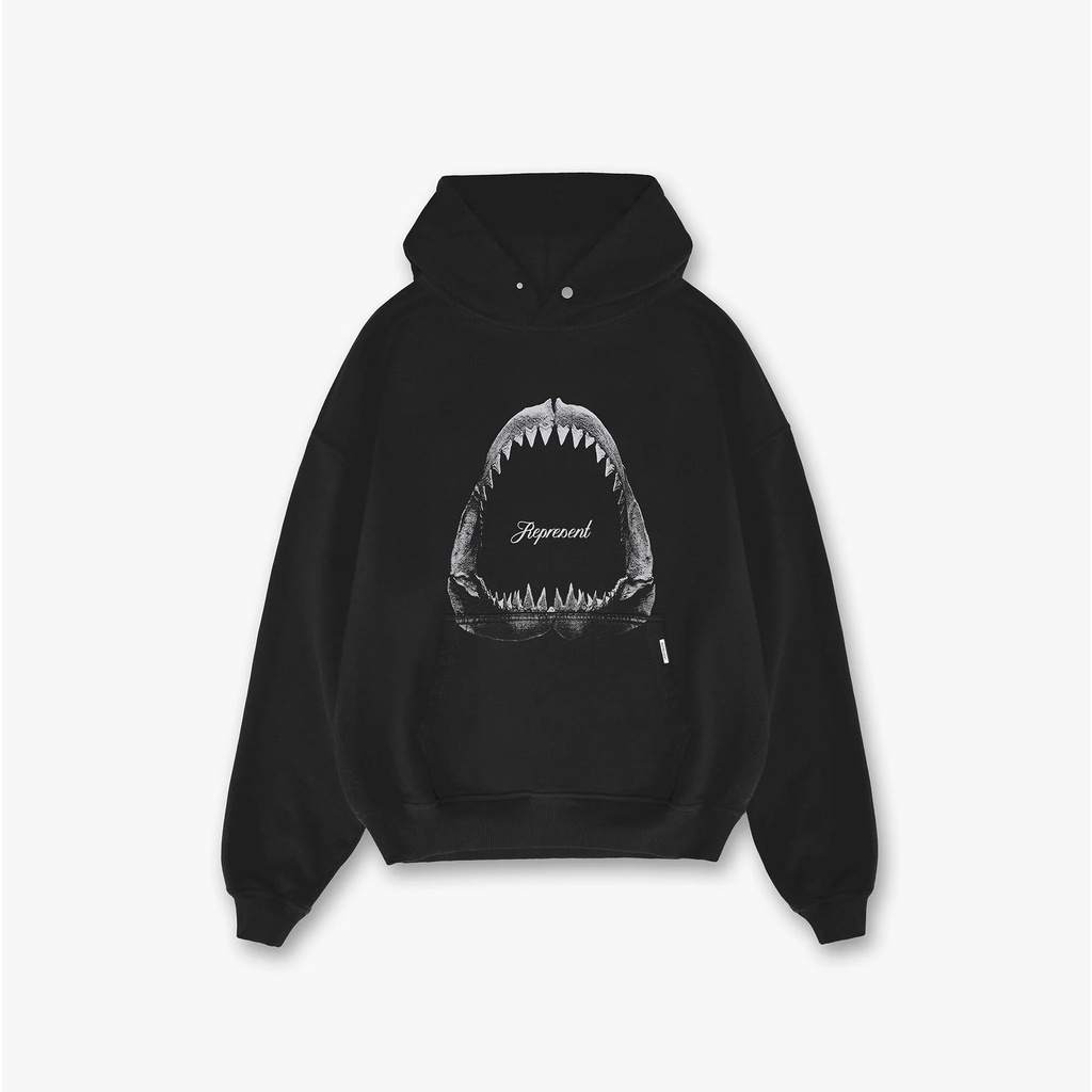 OYRA REPRESENT shark teeth retro washed old printed hooded sweater 400G Terry Cotton