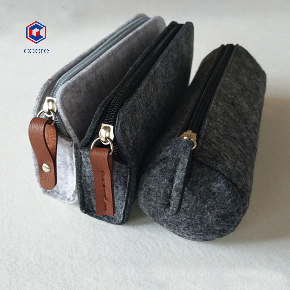 Caeae hộp đựng bút chì cầm tay nỉ hộp bút học sinh thước tẩy văn phòng phẩm túi dây kéo