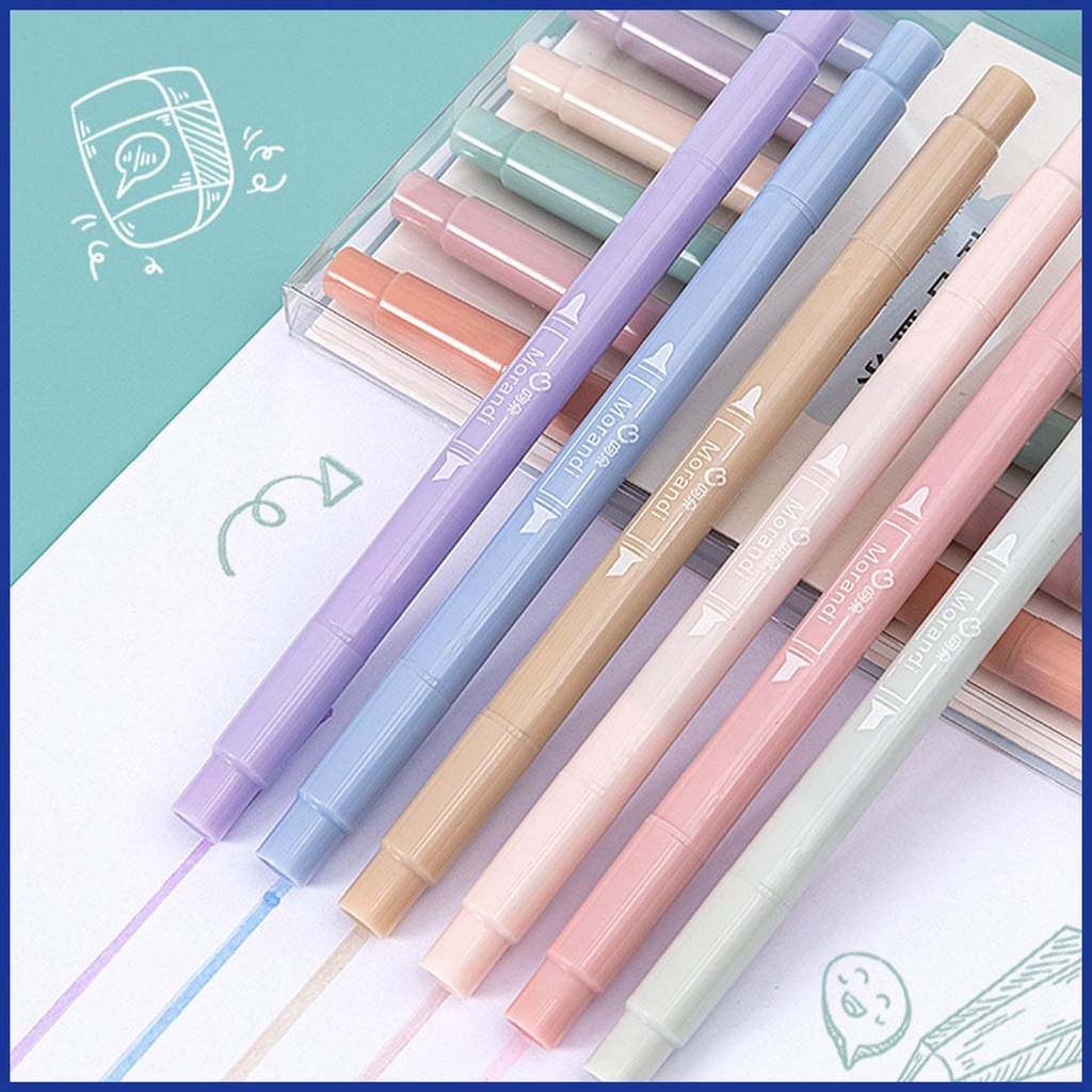 Bút đánh dấu pastel bút đánh dấu bộ 6 cái màu pastel thẩm mỹ bút đánh dấu bộ bút đánh dấu viết nhật ký aiavn aiavn