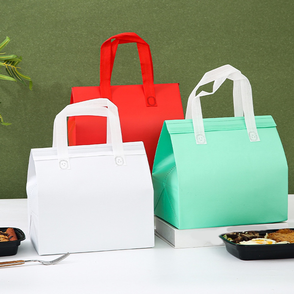 1pc bán buôn màng nhôm túi takeaway túi cách nhiệt túi ăn trưa túi dã ngoại túi xách dày không dệt vải gấp di động