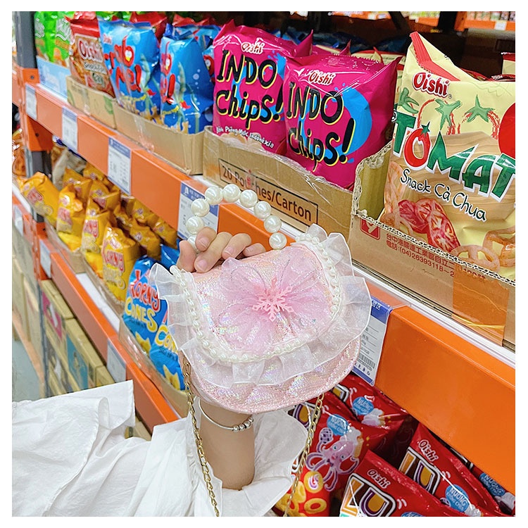 Túi Đeo Chéo Mini Đính Hạt Ngọc Trai Phong Cách Công Chúa Thời Trang Mới 2023 Dành Cho Bé Gái