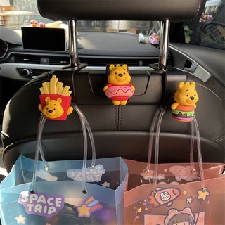 Car Hook Pooh Bear Hamburger Fries Cartoon Car Chair Back Rear Seat Multi-Function Hook Creative Small Sling 5wBO