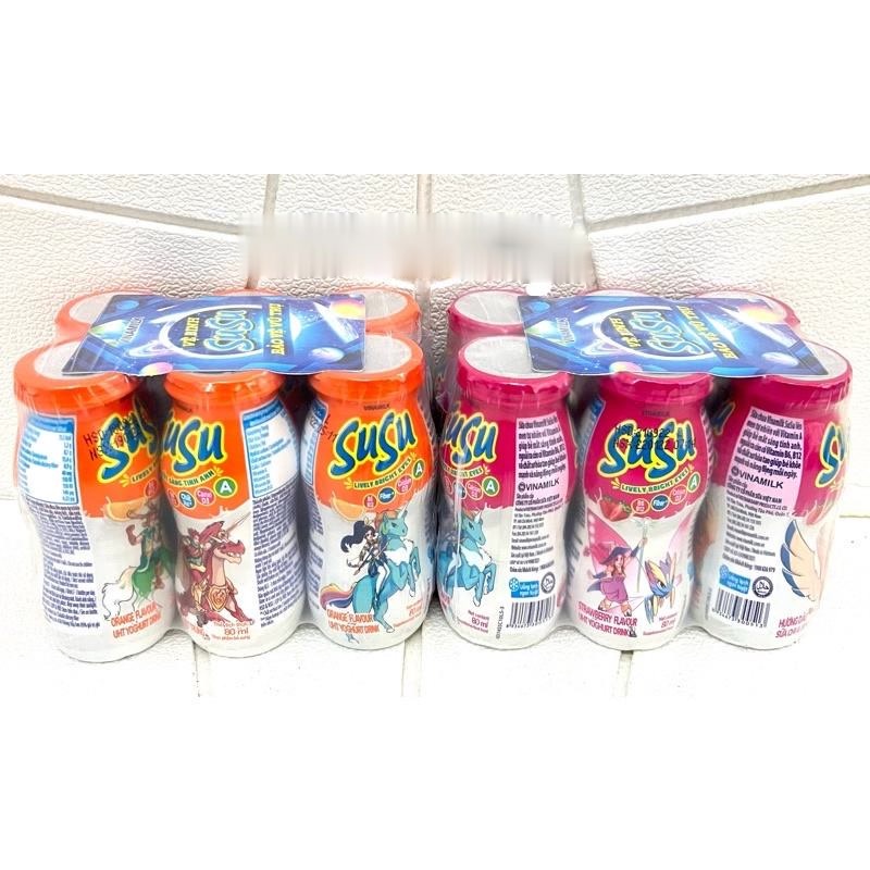 1 Lốc 6 Lọ Sữa Chua Uống Susu 90ml Vị Dâu/Cam